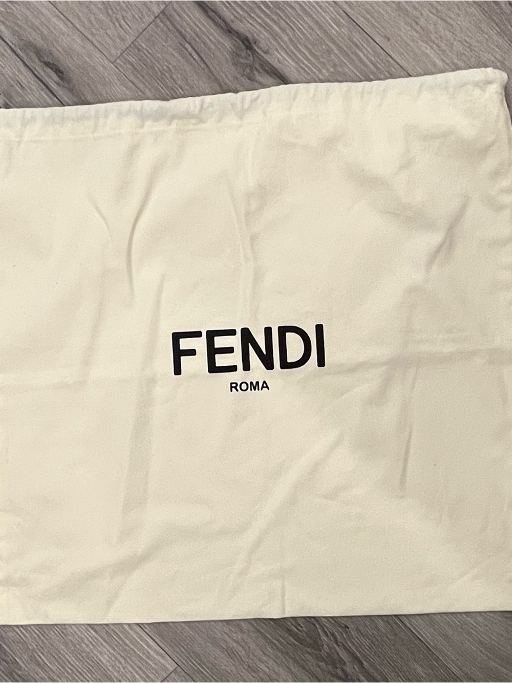 Fendi Black Logo on Cream Canvas Pouch